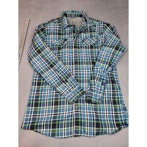 Eddie Bauer Travex Flannel Shirt Men LT TL Green‎ Gingham Plaid Lumberjack Lined